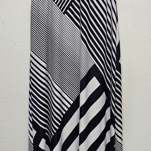 Navy and White Geometric Stripe Maxi Dress